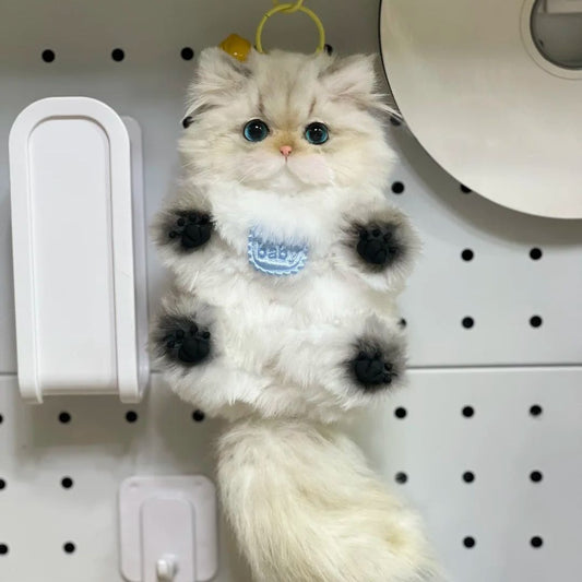 Handmade Chenille Cat Charm Collection – Finished Cat Bag Charm & Keychain Gift
