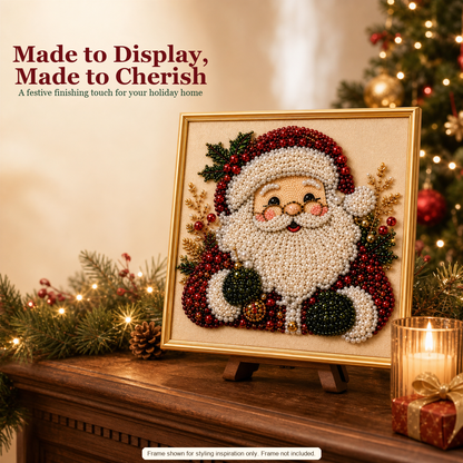 DIY 3D Pearl Bead Santa Christmas Art – Framed or Unframed