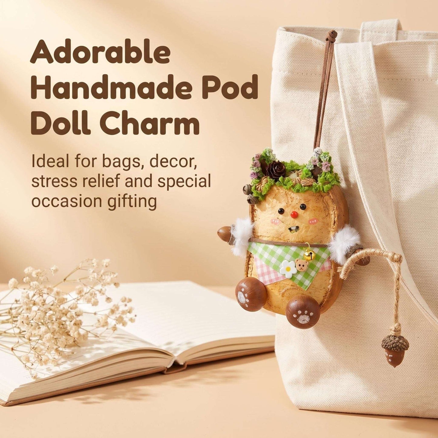 seed pod doll forest spirit doll handmade gift aesthetic room decor